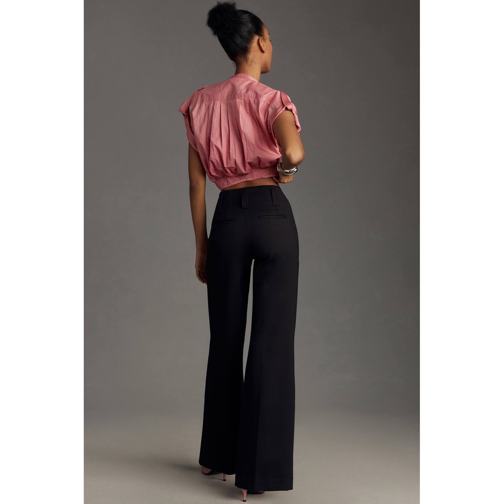 Maeve by Anthropologie Black High Waisted Flare Leg Pants Women's US 10 - Picture 5 of 14